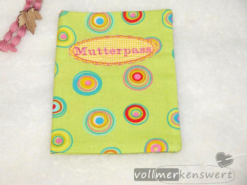 Mutterpasshülle "Mutterpass"-Button bestickt -sofort lieferbar-